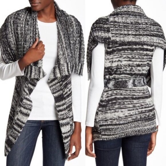 Nwt BlankNYC Sweater Vest Flying Monkey Cowl Neck Knit Size Medium Grey Shawl - Picture 3 of 12